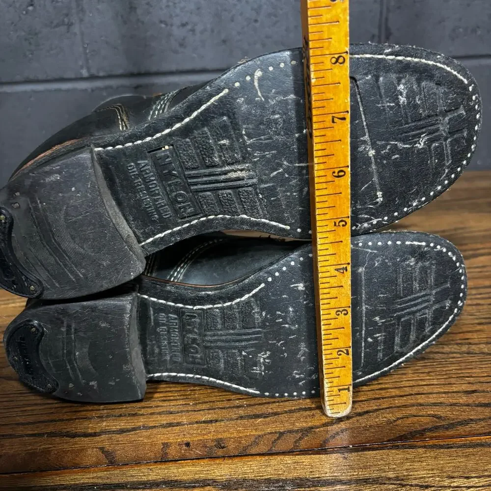 Vtg Georgia Boot Black Leather Lace Up Logger Work Boots Goodyear Welt Men’s 7.5